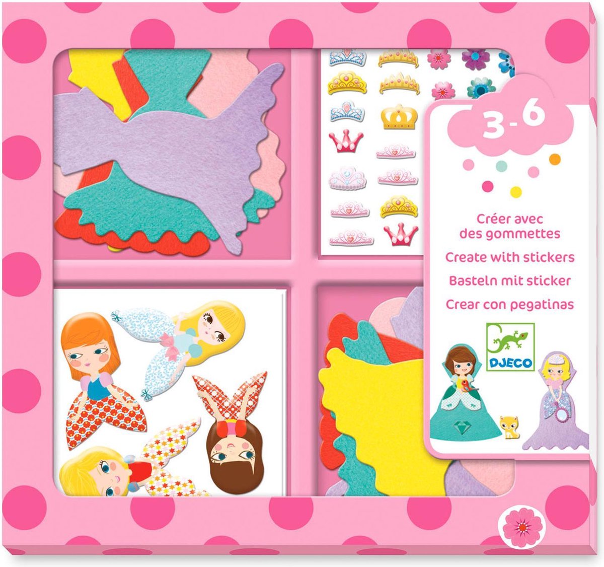 Djeco - Knutselset Creeëren met stickers - Prinsessen - 3-6j