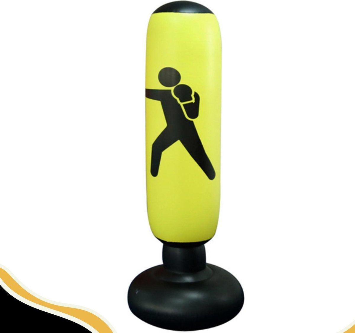 Despora Bokspaal Geel - Bokszak - Opblaasbaar - Staand - Vulbare voet - Boksbal - Boksen - 160cm