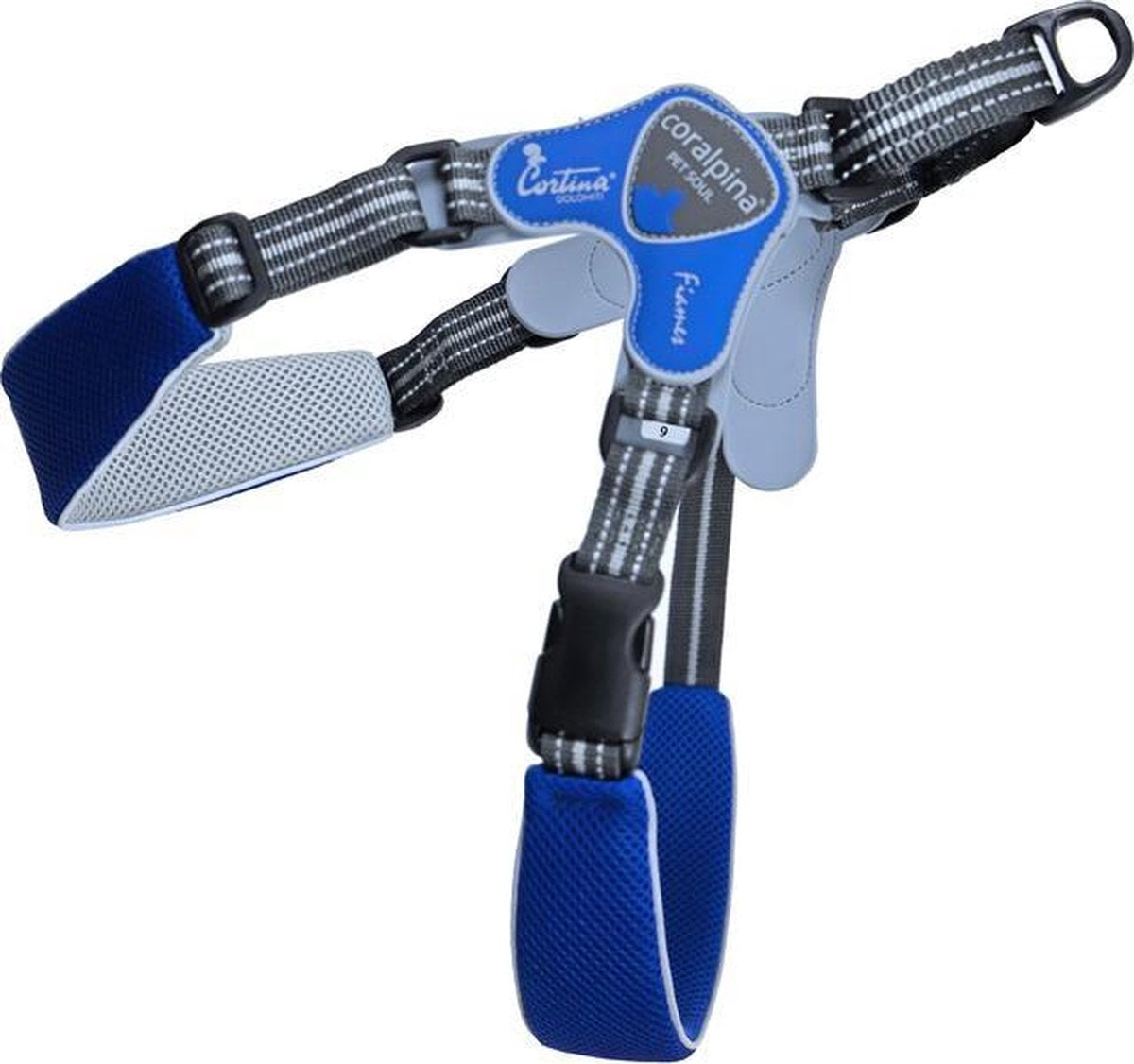 Luxe Coralpina hondenharnas tuig Fiames blauw  70-78cm maat 9