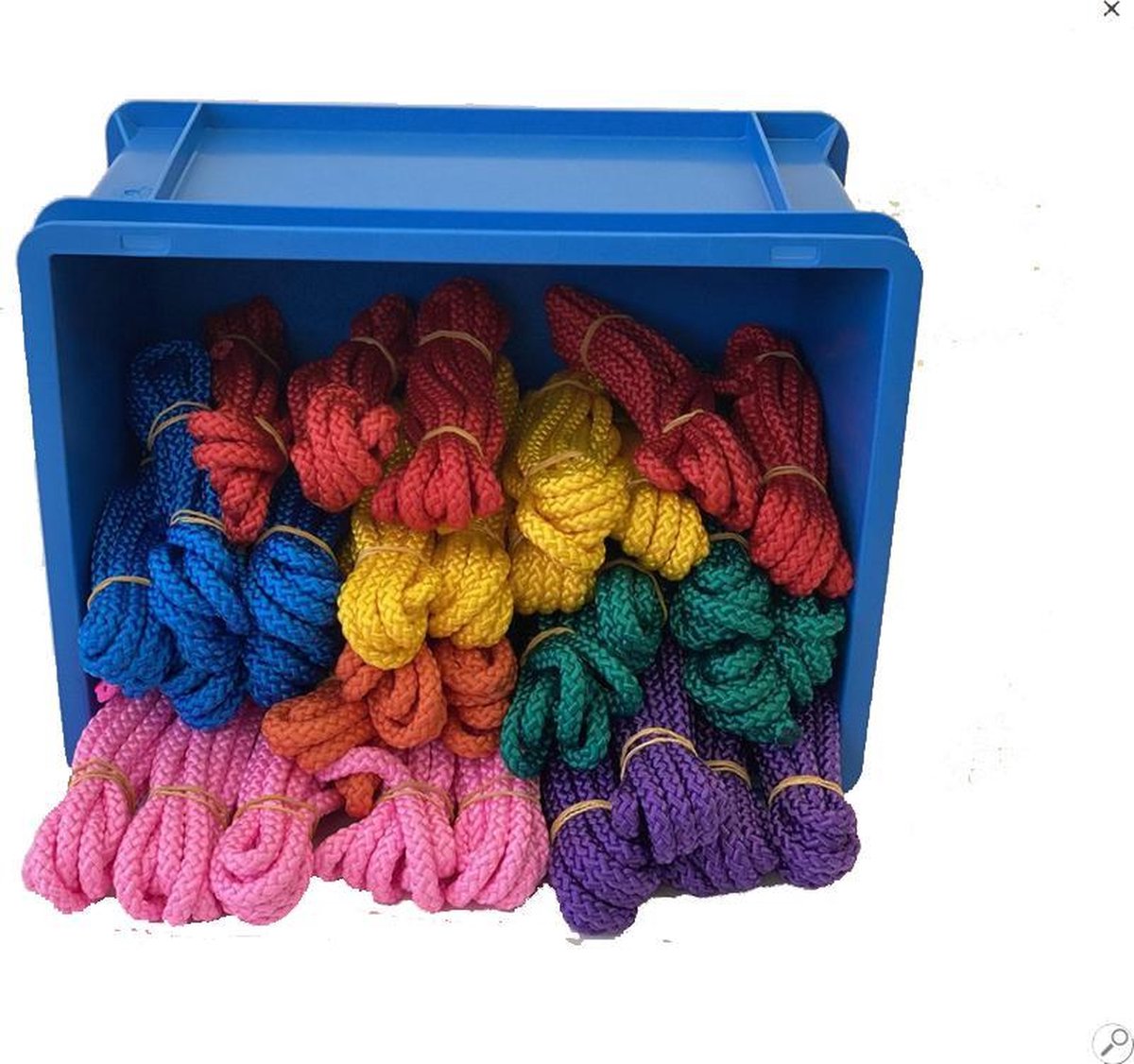 Springtouwenkist | 35 stuks | lengte 3 meter | Springtouwen Schoolset | Springtouw | Springtouwtjes  | Softee