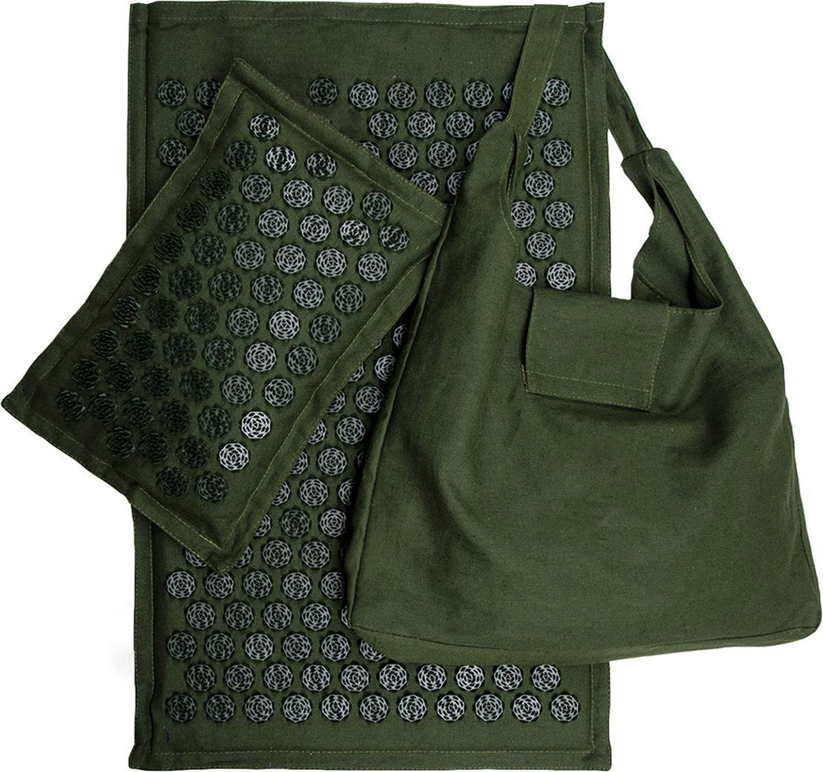 Acupressuur Mat Met Massagekussen - Massagemat - Duurzaam - Gemaakt Van Duurzame materialen - Groen - Spijkmat met kussen - massage set - Duurzaam