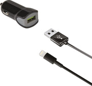 Celly Autolader Usb 12/24v 2.4a + Lightning-datakabel Zwart
