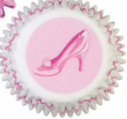 Papieren mini cupcake vormpjes - roze pump "prinses" - set van 100 - Wilton