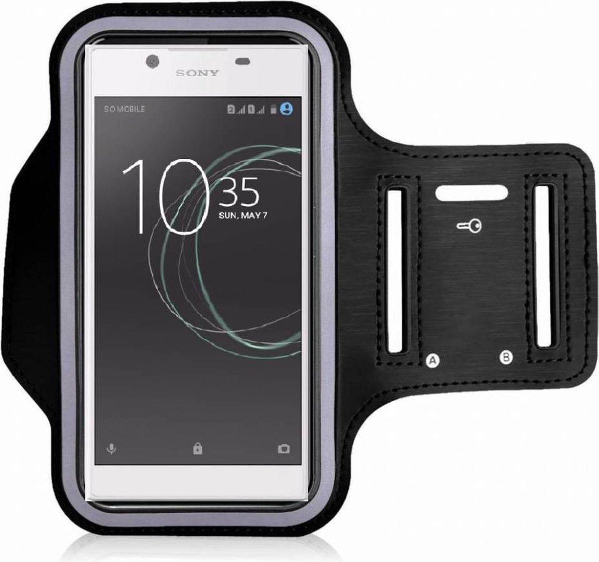 Zwart Sportarmband Hoesje Hardloopband Sony Xperia L1