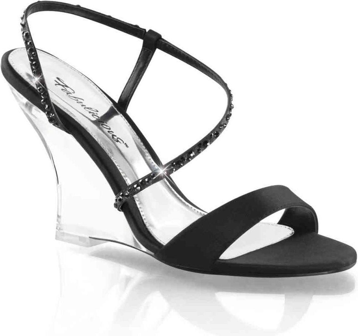Fabulicious Sleehakken -39 Shoes- LOVELY-417 US 9 Zwart/Transparant