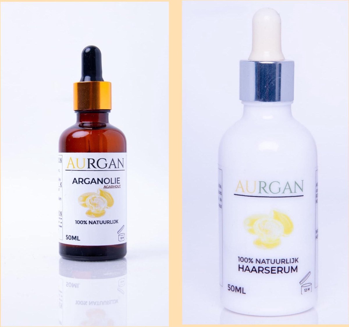Aurgan | 2 in 1 pakket | Baard haarserum & Arganolie met zoete arganhout extract | Baardolie | Haarolie | Marokkaanse olie