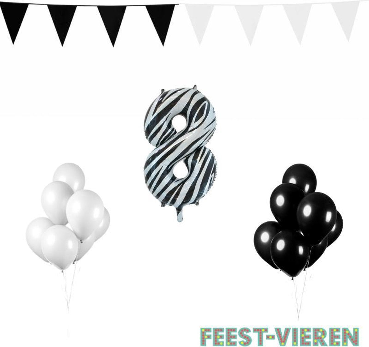 8 jaar Verjaardag Versiering Pakket Zebra