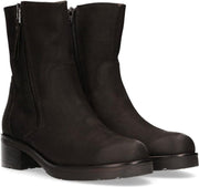 Van Dalen Vrouwen Korte Laars Nubuck Imitatiebont - Zwart - Maat 39
