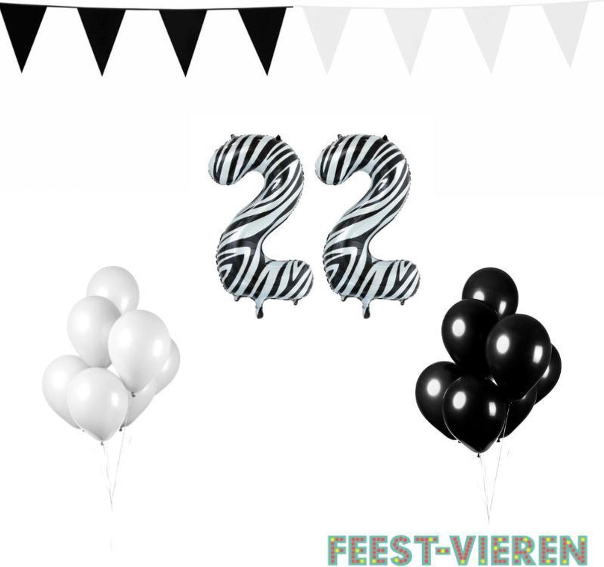 22 jaar Verjaardag Versiering Pakket Zebra