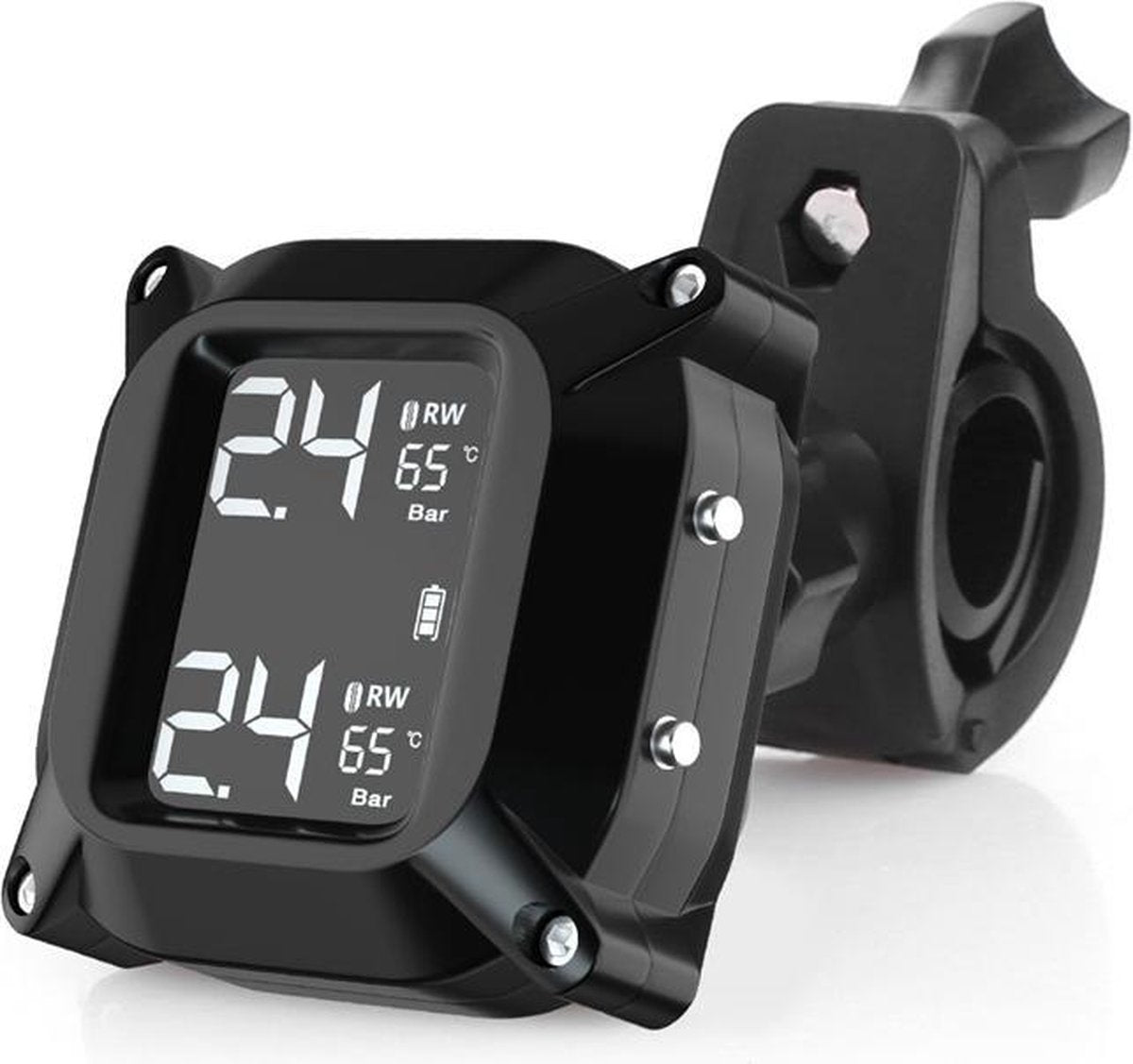 Bandenspanning controle systeem motorfiets TPMS - draadloos 2 sensoren - digitaal motor bandendruk - inclusief profieldieptemeter