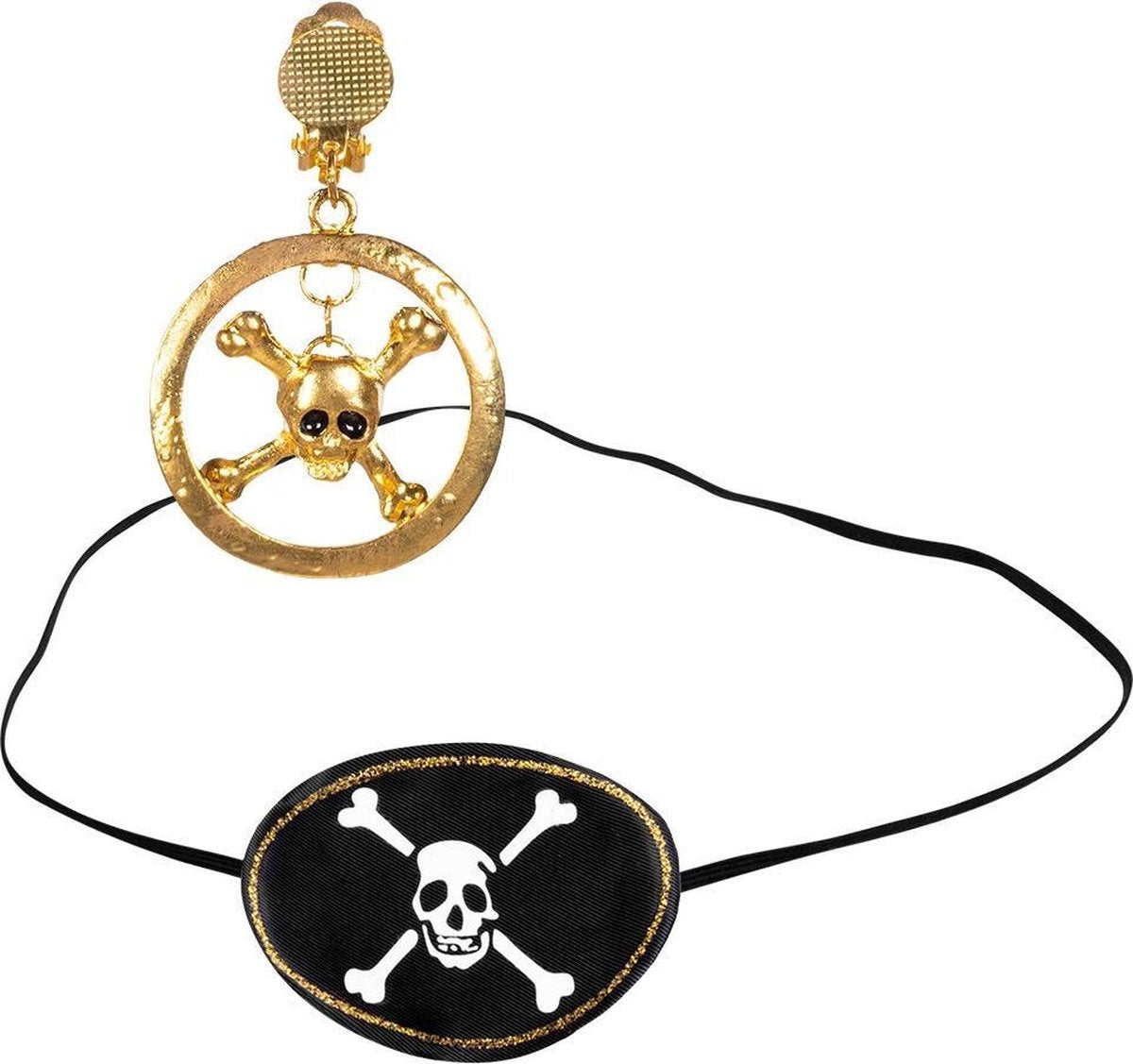 Set Pirate skull (ooglapje en oorbel)