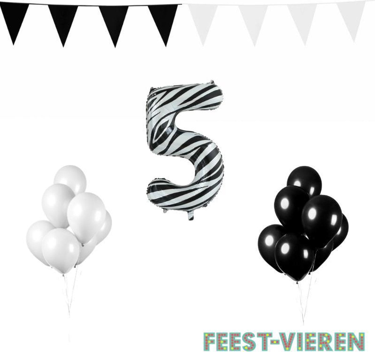5 jaar Verjaardag Versiering Pakket Zebra