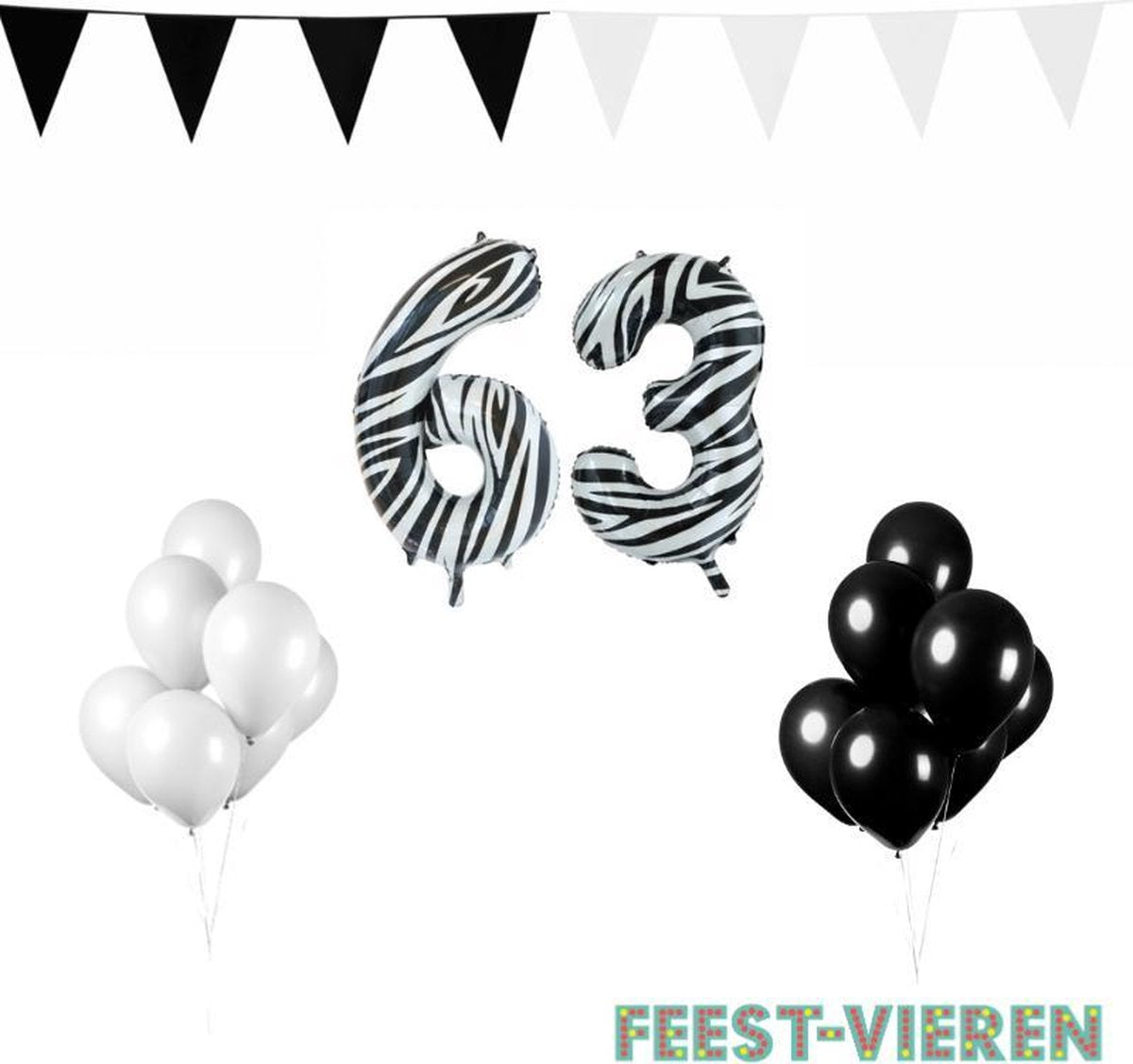 63 jaar Verjaardag Versiering Pakket Zebra