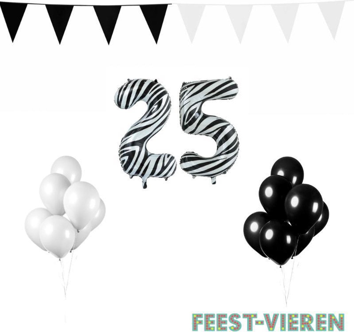 25 jaar Verjaardag Versiering Pakket Zebra