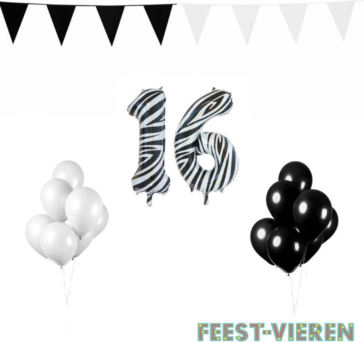 16 jaar Verjaardag Versiering Pakket Zebra