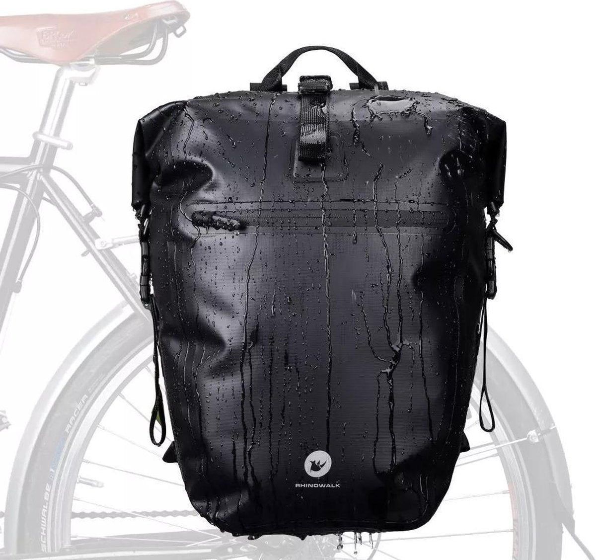 Rhinowalk® 3 in 1 Fietstas Waterdicht - Fietstassen Enkel 30L - Reis Fietstassen - Fietstas en Rugzak - Zwart