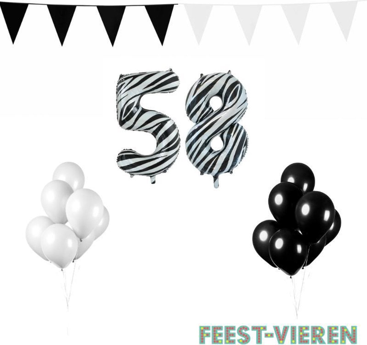58 jaar Verjaardag Versiering Pakket Zebra