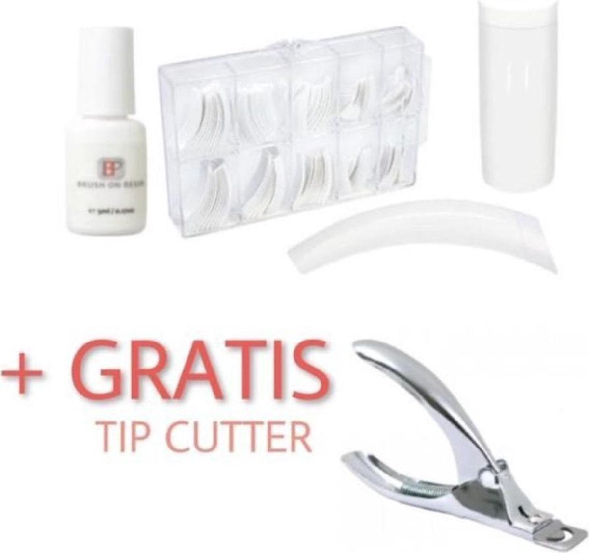 GUAPÀ - Complete Kunstnagel Set French Manicure Wit met Nagellijm en Tipknipper - Voor Nagelverlenging & Nepnagels