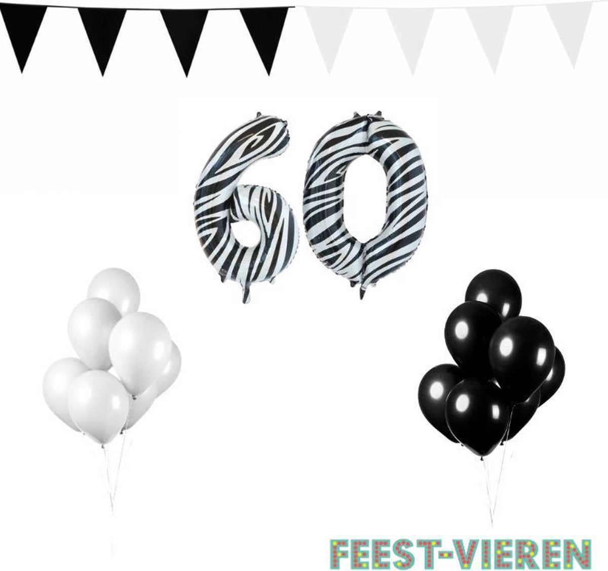 60 jaar Verjaardag Versiering Pakket Zebra
