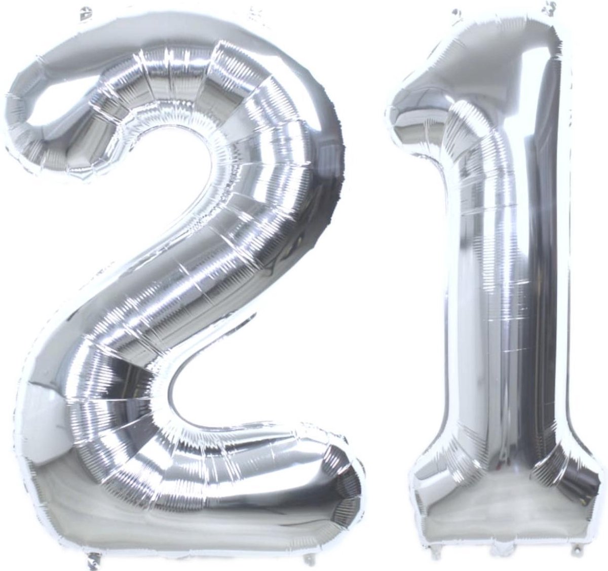 Folie Ballon Cijfer 21 Jaar Zilver 70Cm Verjaardag Folieballon Met Rietje