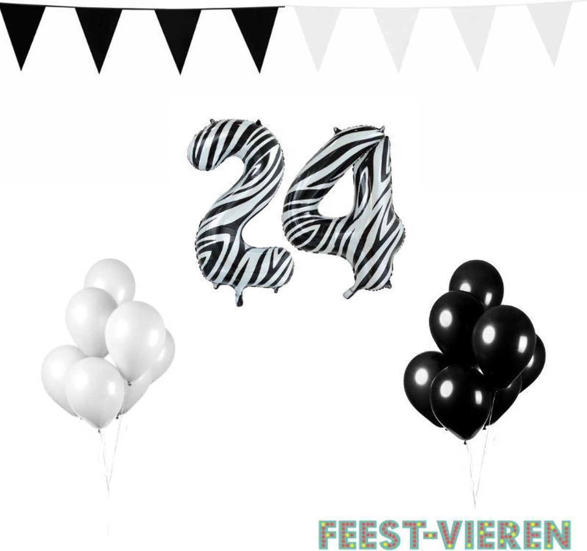 24 jaar Verjaardag Versiering Pakket Zebra