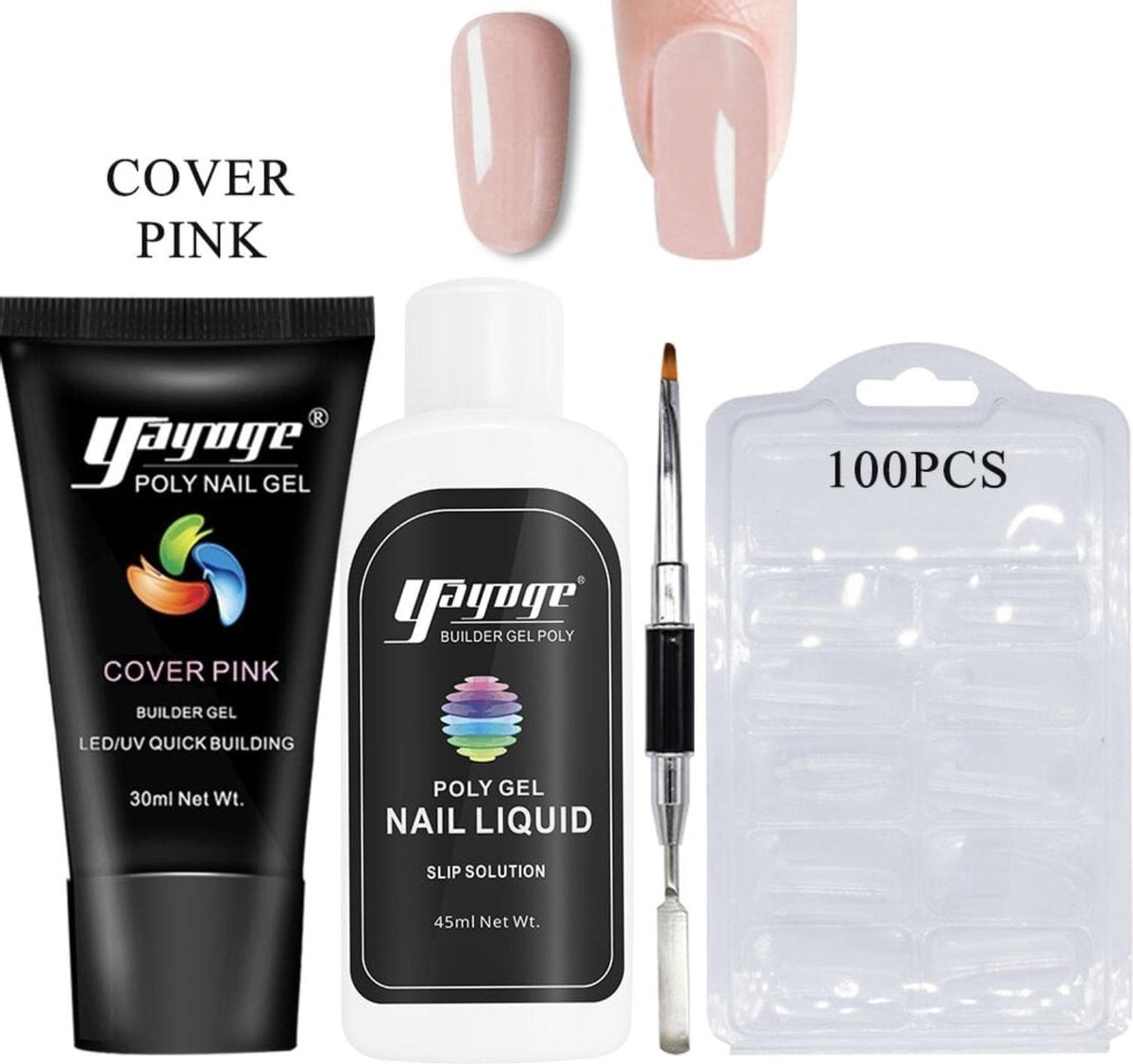 Yayoge kleur cover roze/cover pink polygel kit polygel nagels starterspakket zonder lamp nail art