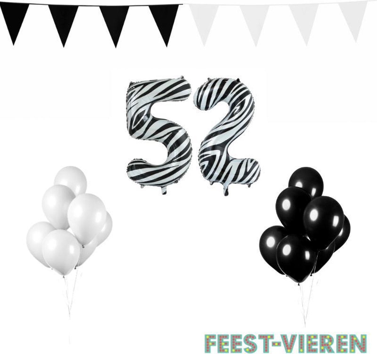 52 jaar Verjaardag Versiering Pakket Zebra