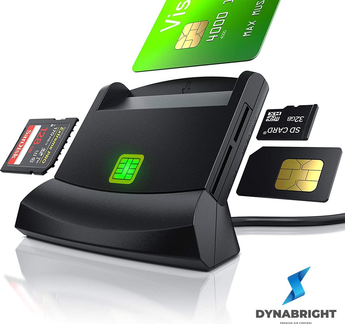 EID Kaartlezer - DynaBright - Identiteitskaartlezer - Card Reader - EID Kaartlezer Identiteitskaart - België - USB 2.0