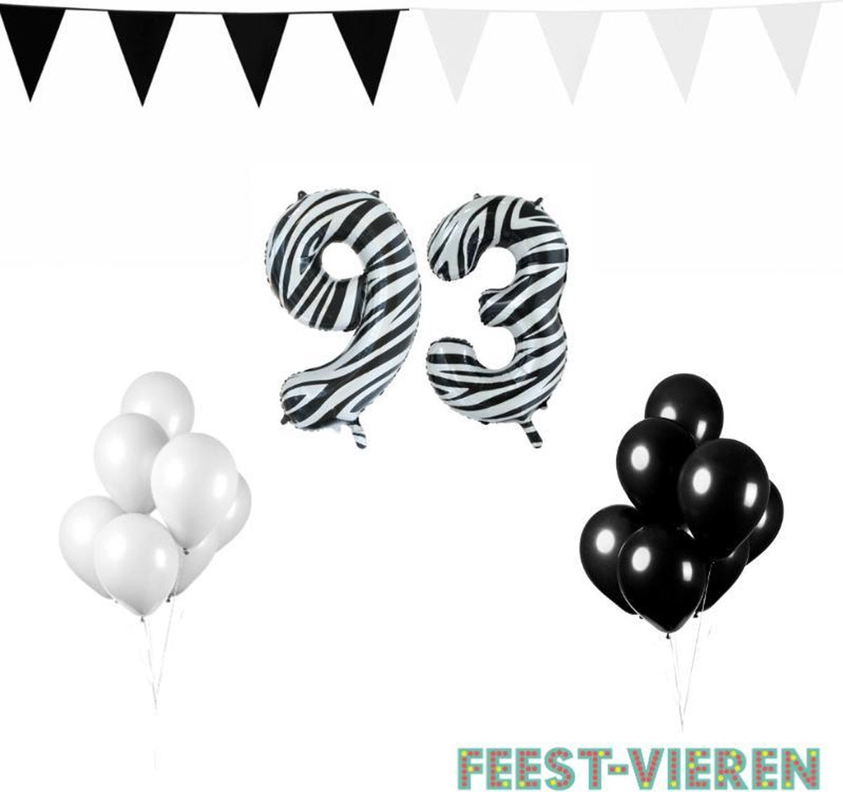 93 jaar Verjaardag Versiering Pakket Zebra