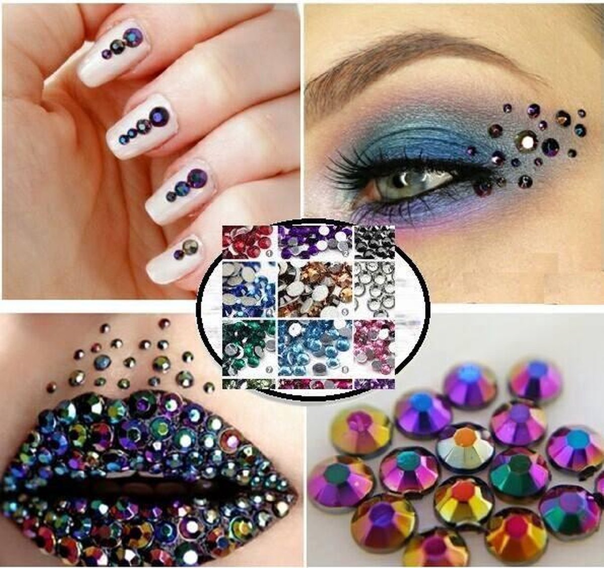 Strass nagel decoratie steentjes glitters met 2x lijm Rhinestone Nail art stickers nailart