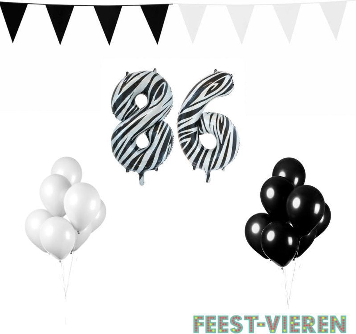 86 jaar Verjaardag Versiering Pakket Zebra