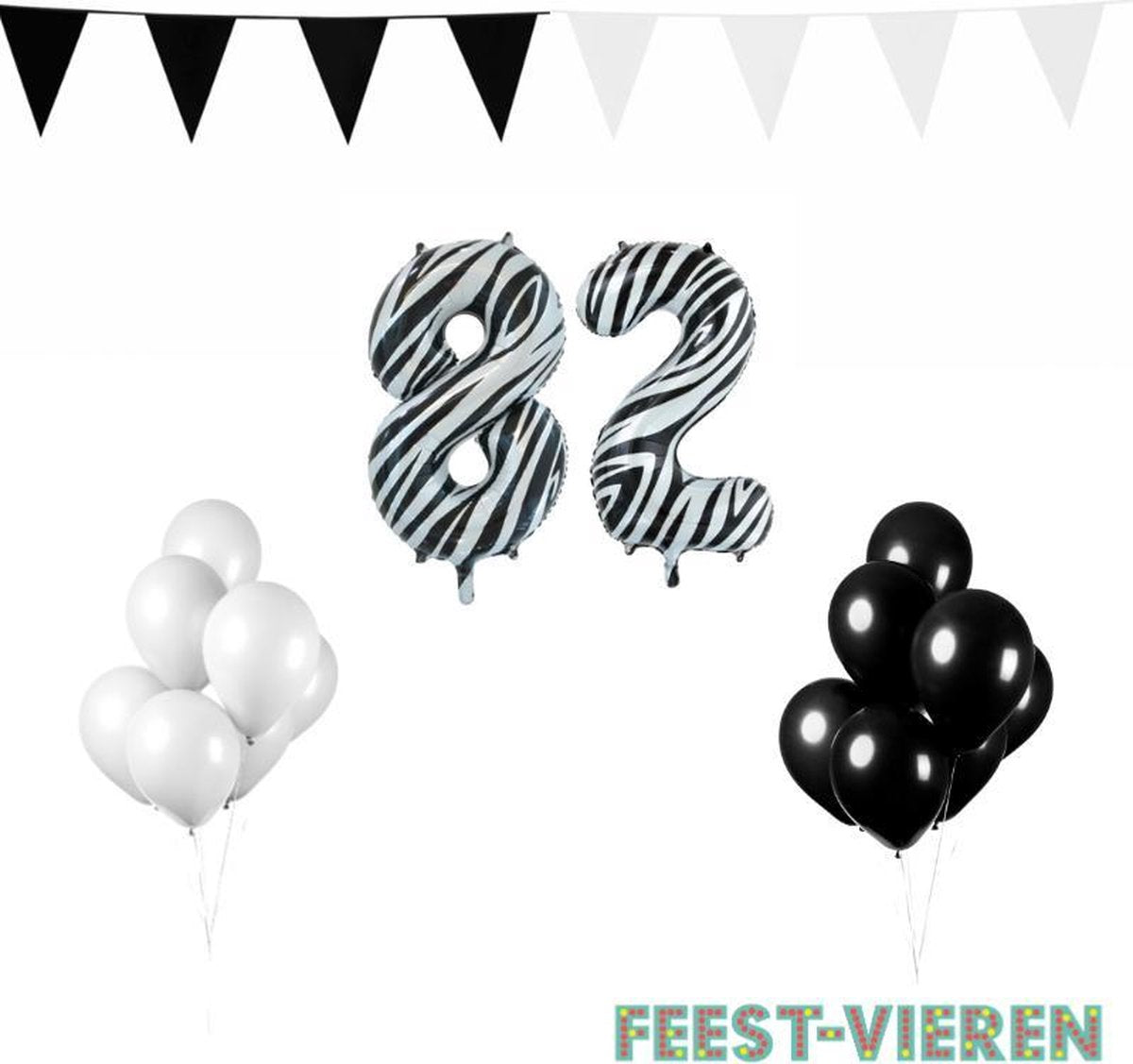 82 jaar Verjaardag Versiering Pakket Zebra