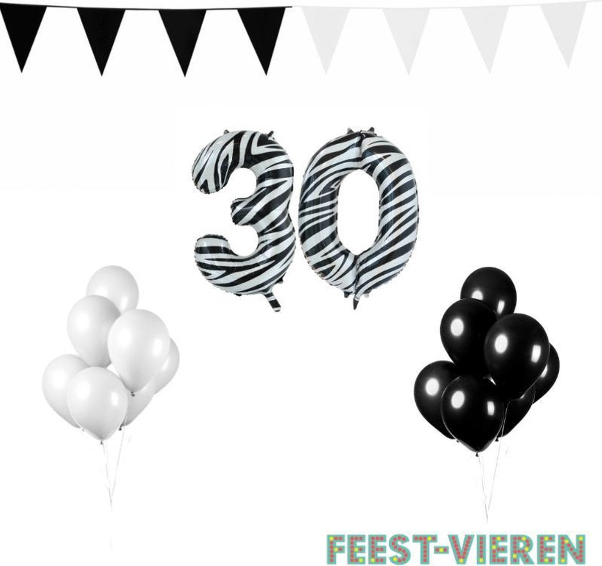 30 jaar Verjaardag Versiering Pakket Zebra