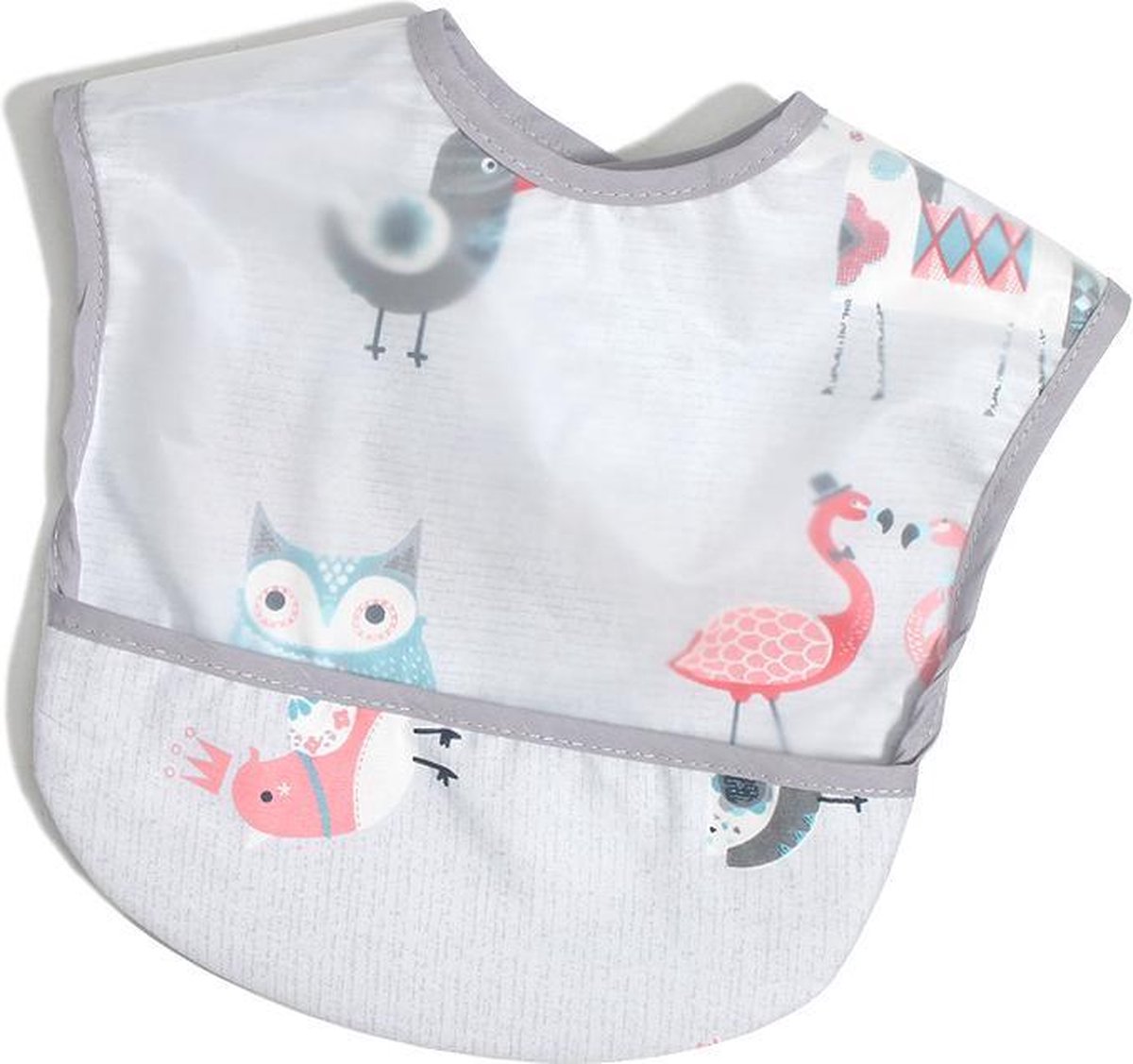 Slabbetje lente en zomer slab baby & dreumes - uil flamingo - waterproof waterdicht - kliedershort wasbaar