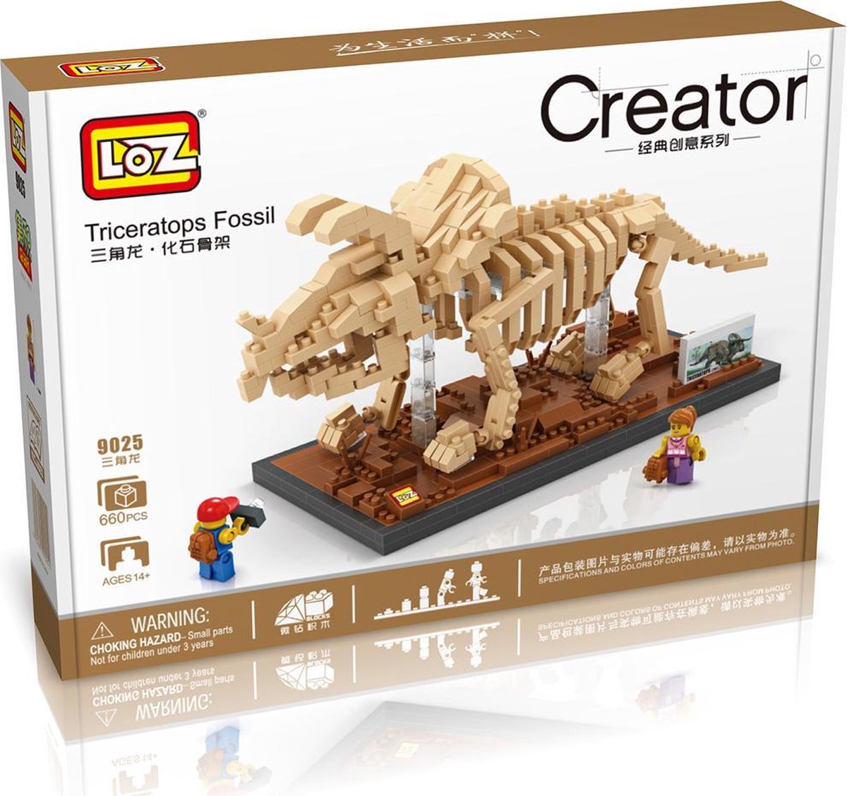Triceratops fossiel Dinosaurus LOZ Blokken 3D 9025