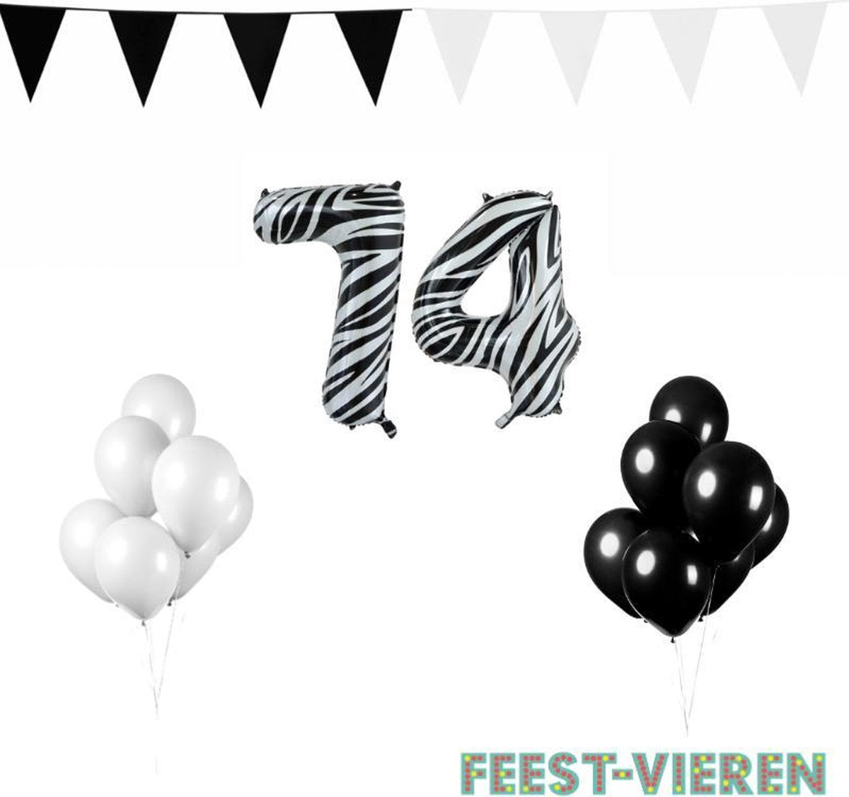 74 jaar Verjaardag Versiering Pakket Zebra