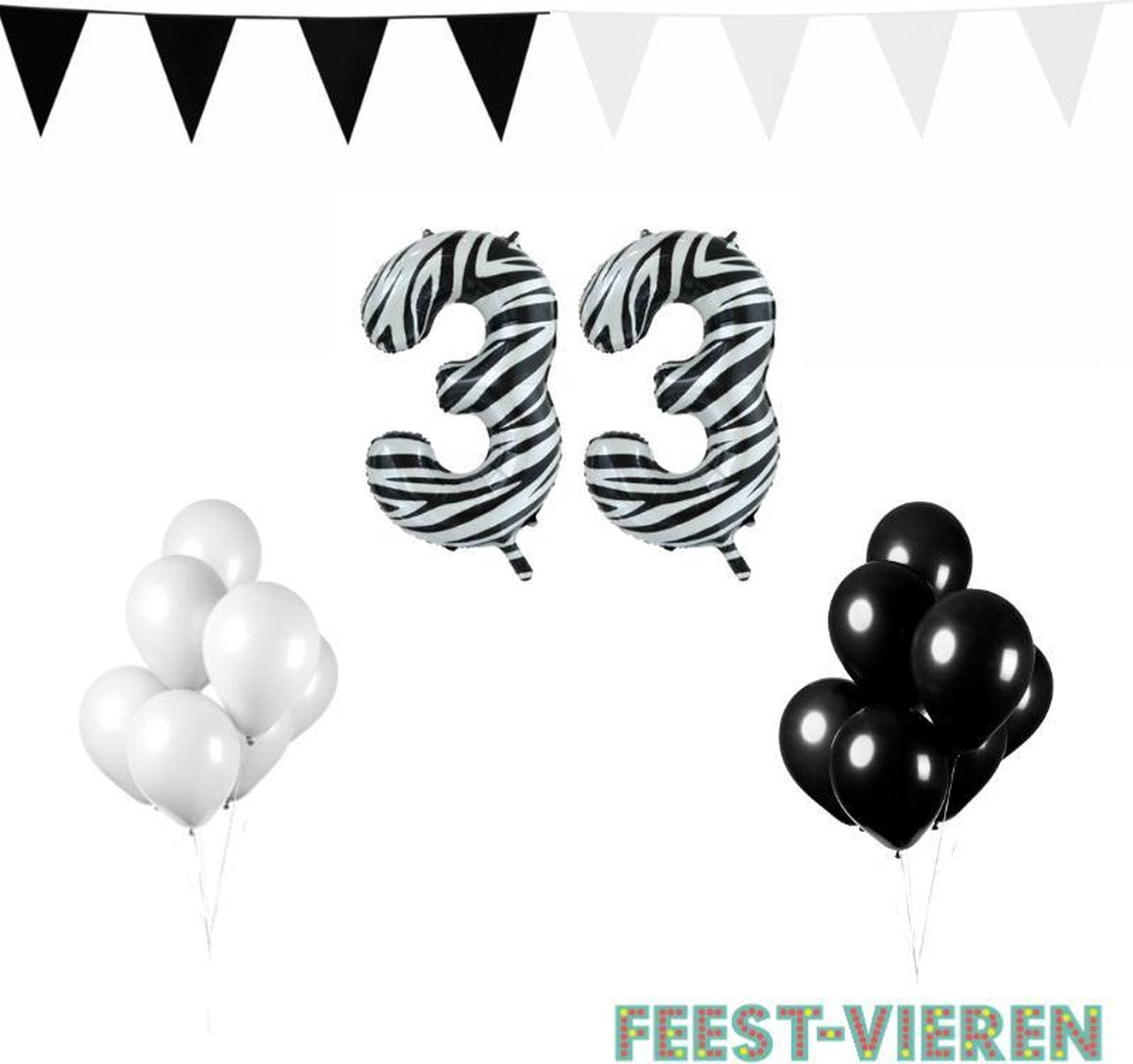 33 jaar Verjaardag Versiering Pakket Zebra