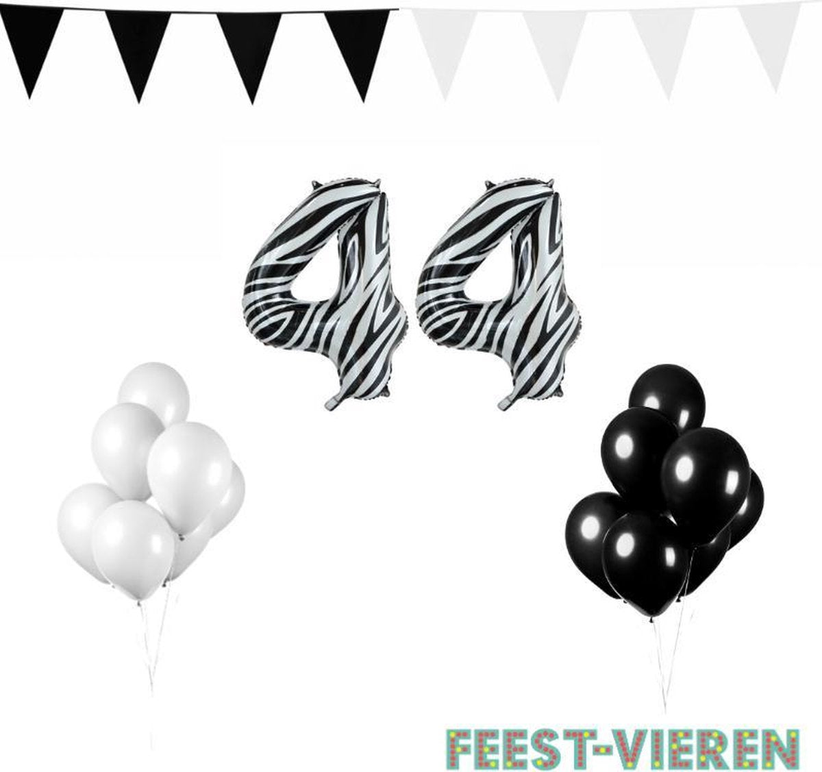 44 jaar Verjaardag Versiering Pakket Zebra
