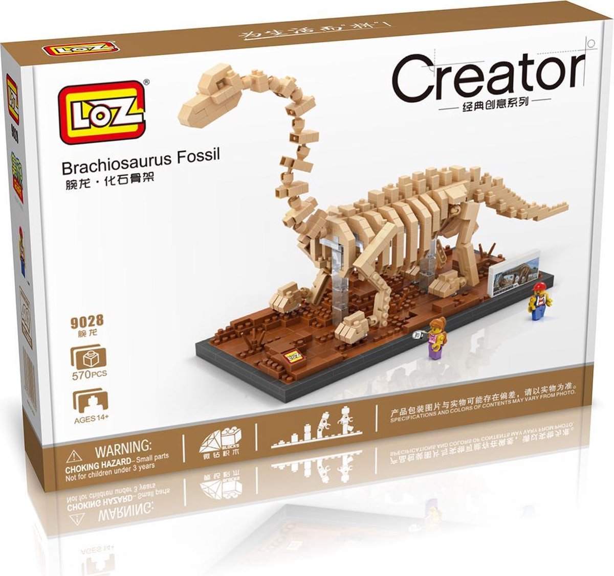 Brachiosaurus fossiel Dinosaurus LOZ Blokken 3D 9028