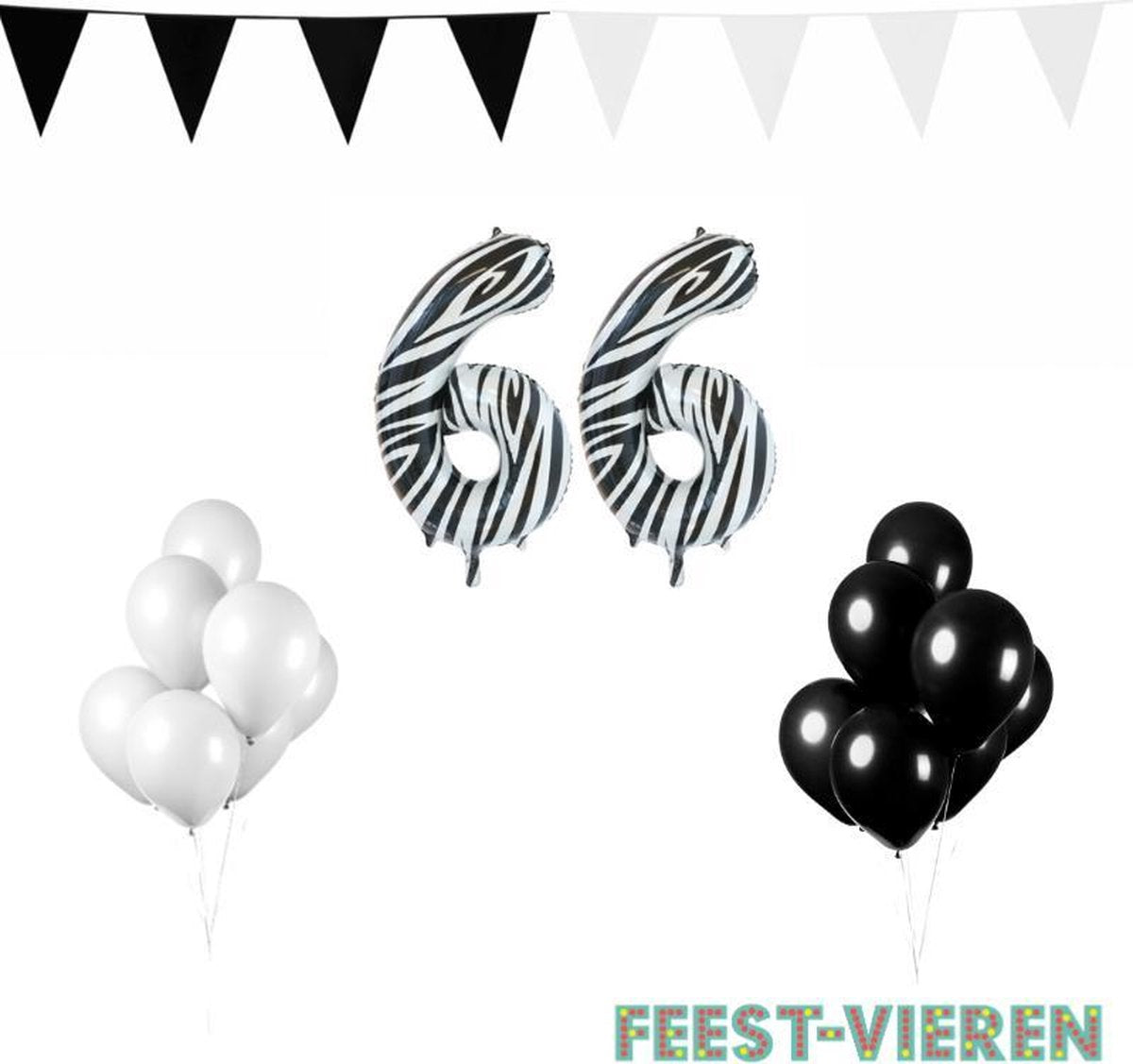 66 jaar Verjaardag Versiering Pakket Zebra