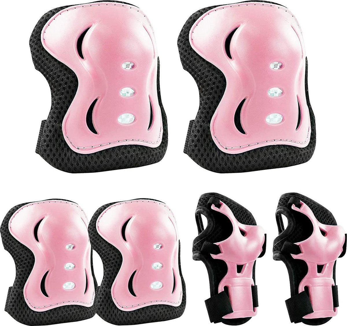 Kinderbeschermerset Roze - 6 in 1 inliner beschermerset Beschermende uitrusting