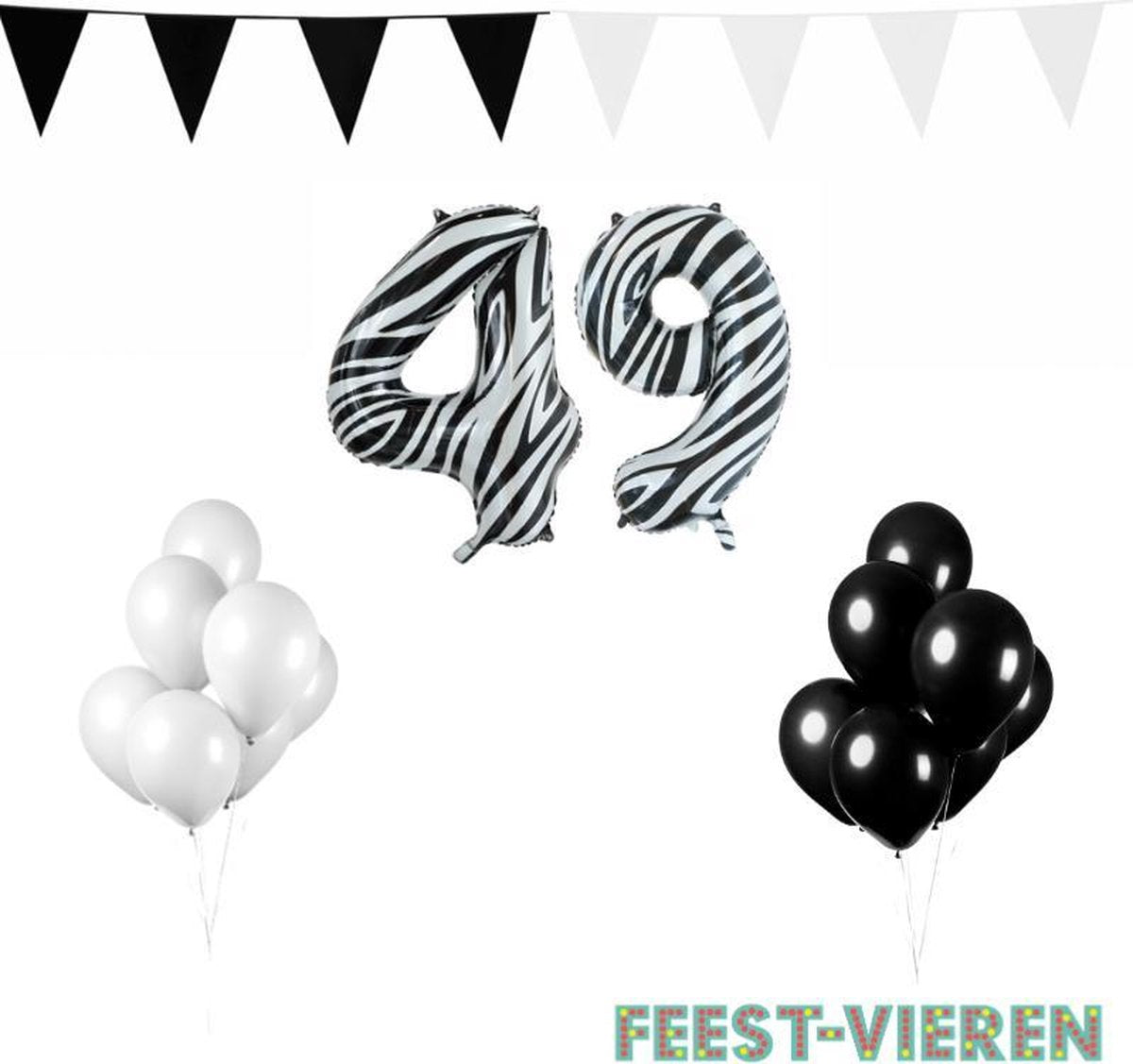 49 jaar Verjaardag Versiering Pakket Zebra