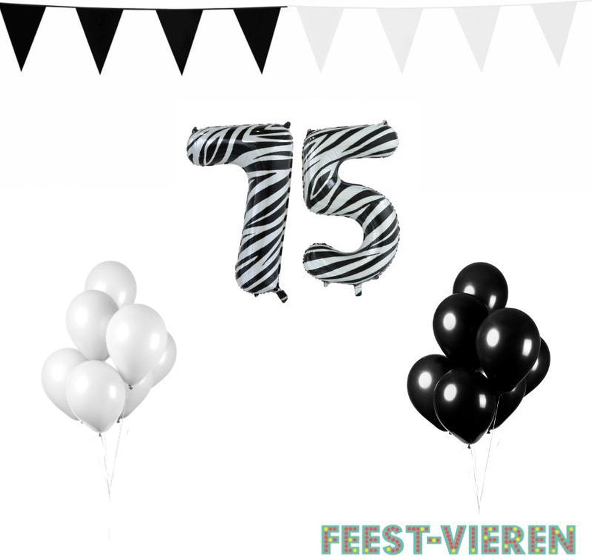75 jaar Verjaardag Versiering Pakket Zebra