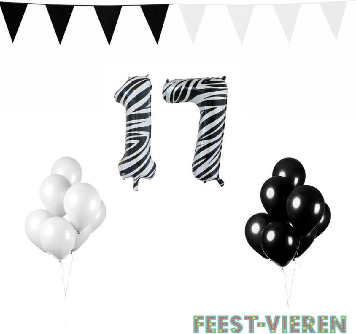 17 jaar Verjaardag Versiering Pakket Zebra