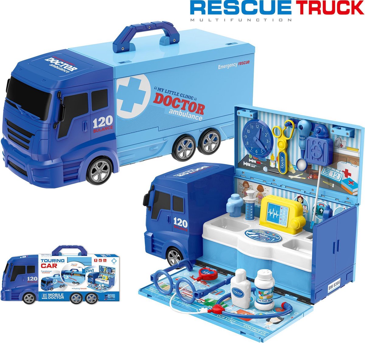 Dokterset Speelgoed | Speelgoed Dokter Plastic | Dokter Speelgoed Set – Dokterskoffertje | Speelgoed Dokterskoffertje - Truck