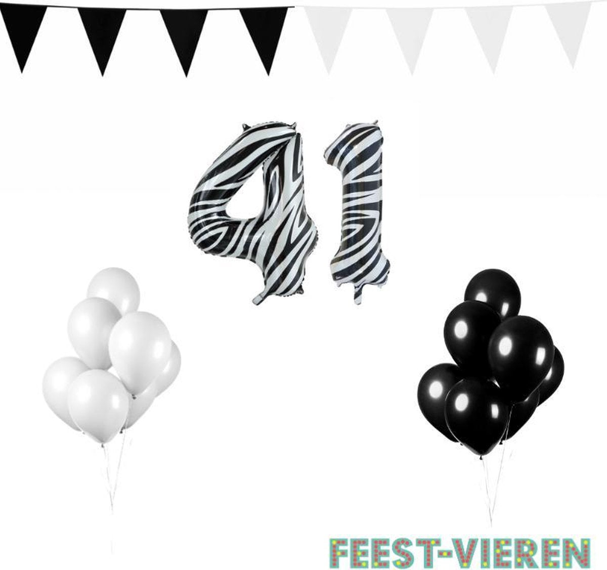 41 jaar Verjaardag Versiering Pakket Zebra