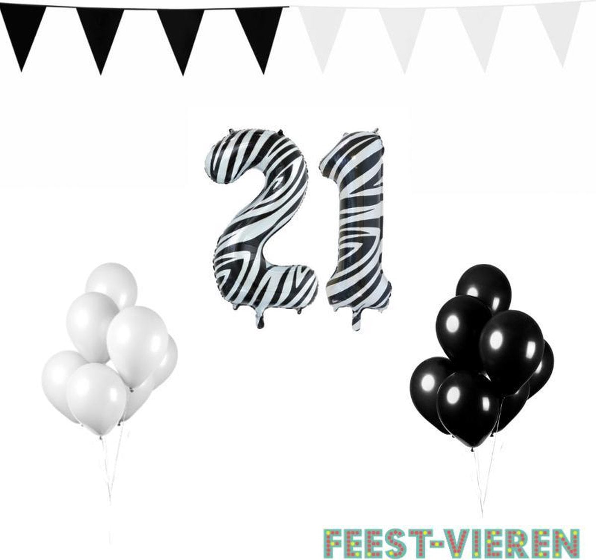 21 jaar Verjaardag Versiering Pakket Zebra