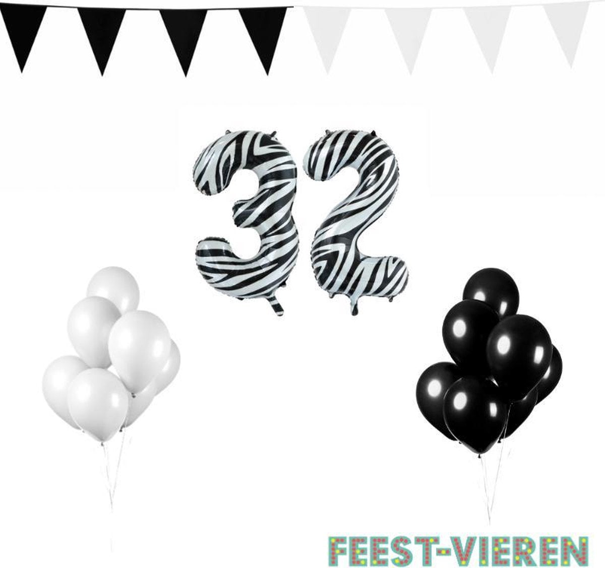 32 jaar Verjaardag Versiering Pakket Zebra