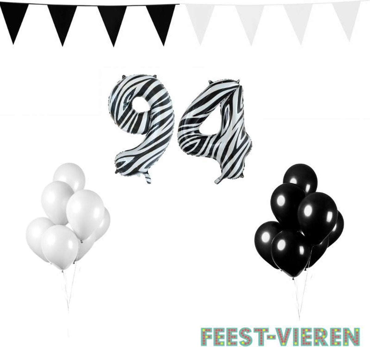 94 jaar Verjaardag Versiering Pakket Zebra