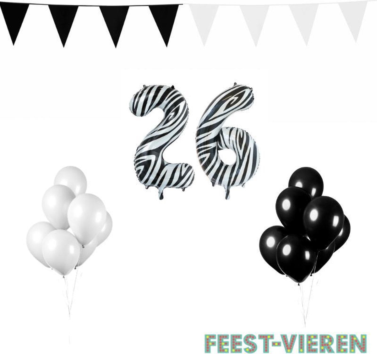 26 jaar Verjaardag Versiering Pakket Zebra